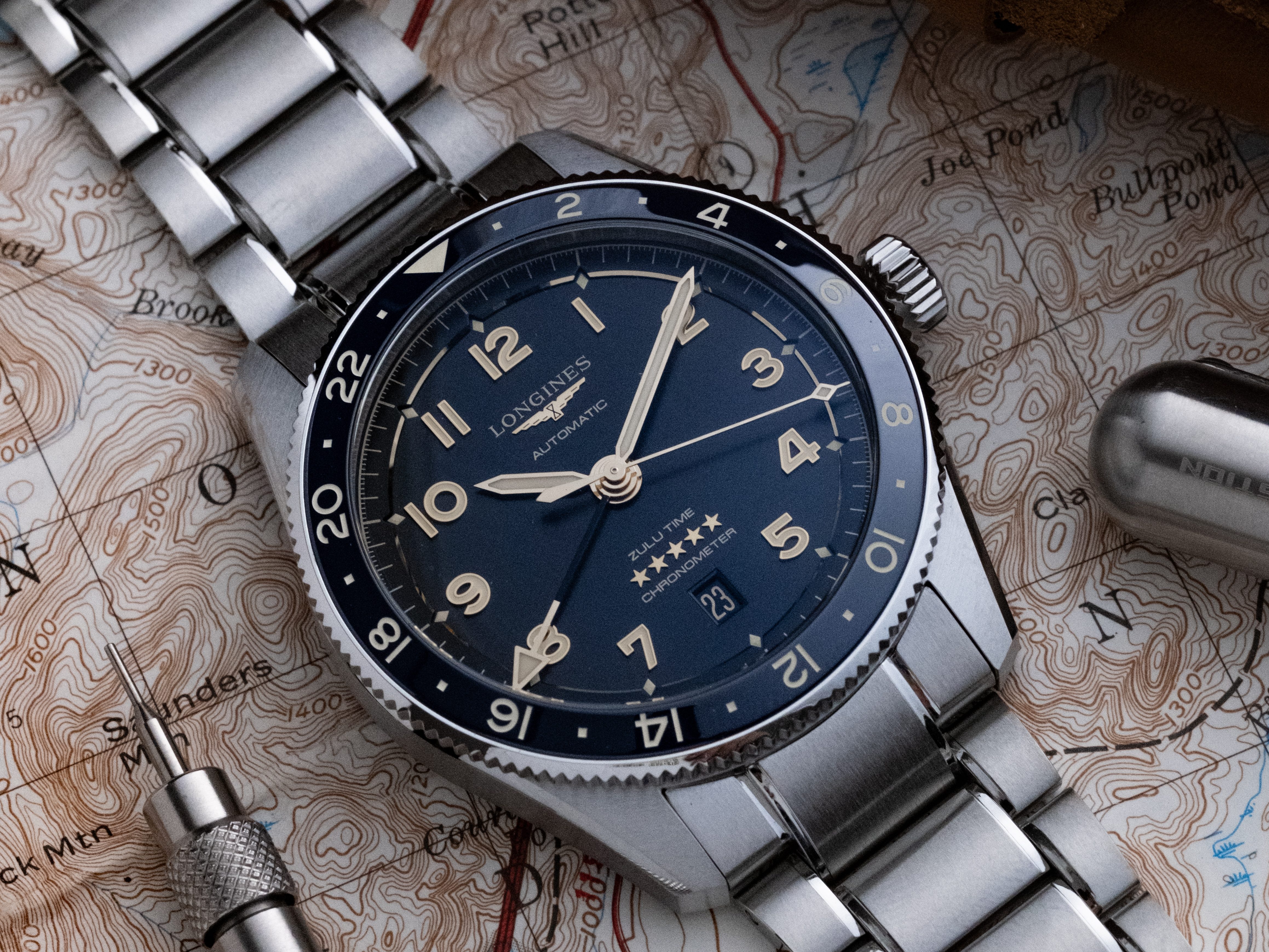 Longines Spirit Zulu Time Review – Blue Ceramic Bezel & Anthracite