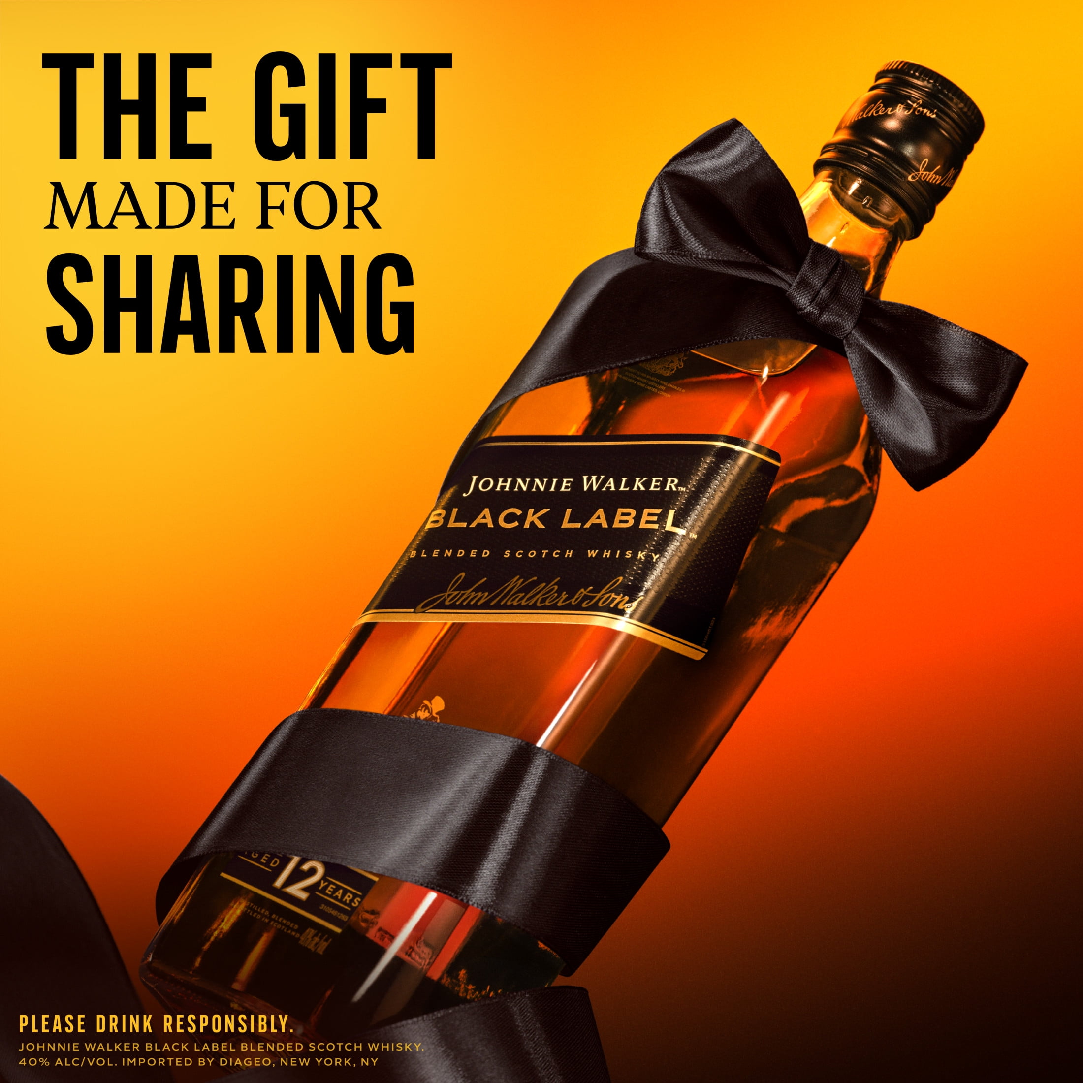 Johnnie Walker Black Label Blended Scotch Whisky, 750 mL, 40% ABV