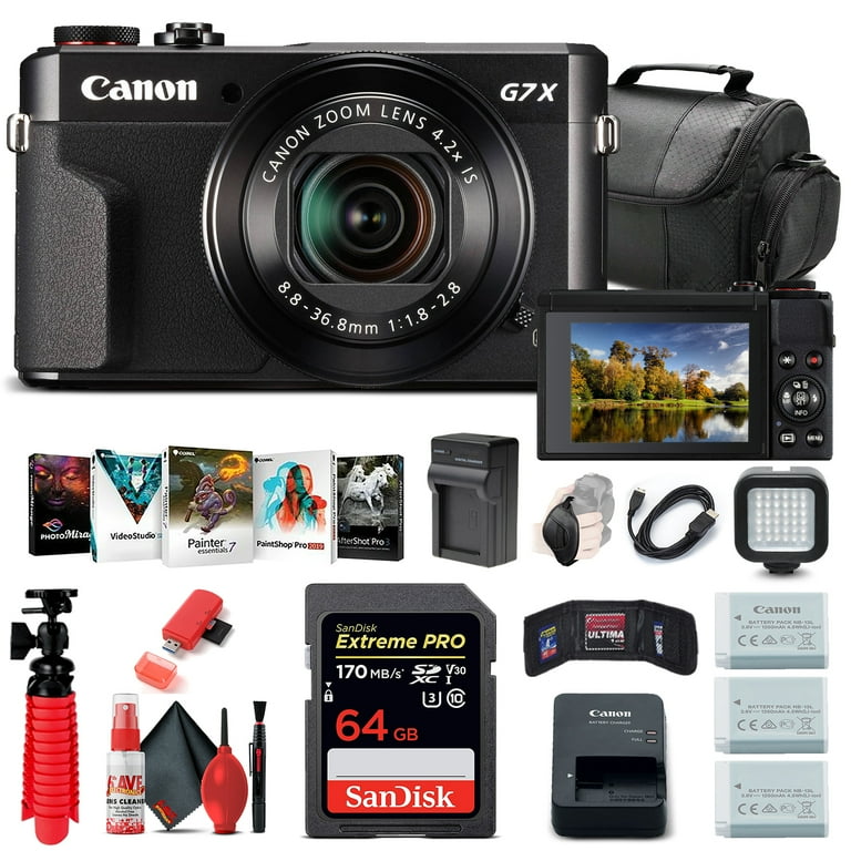 Canon PowerShot G7 X Mark II Digital Camera Bundle + 64GB Card +