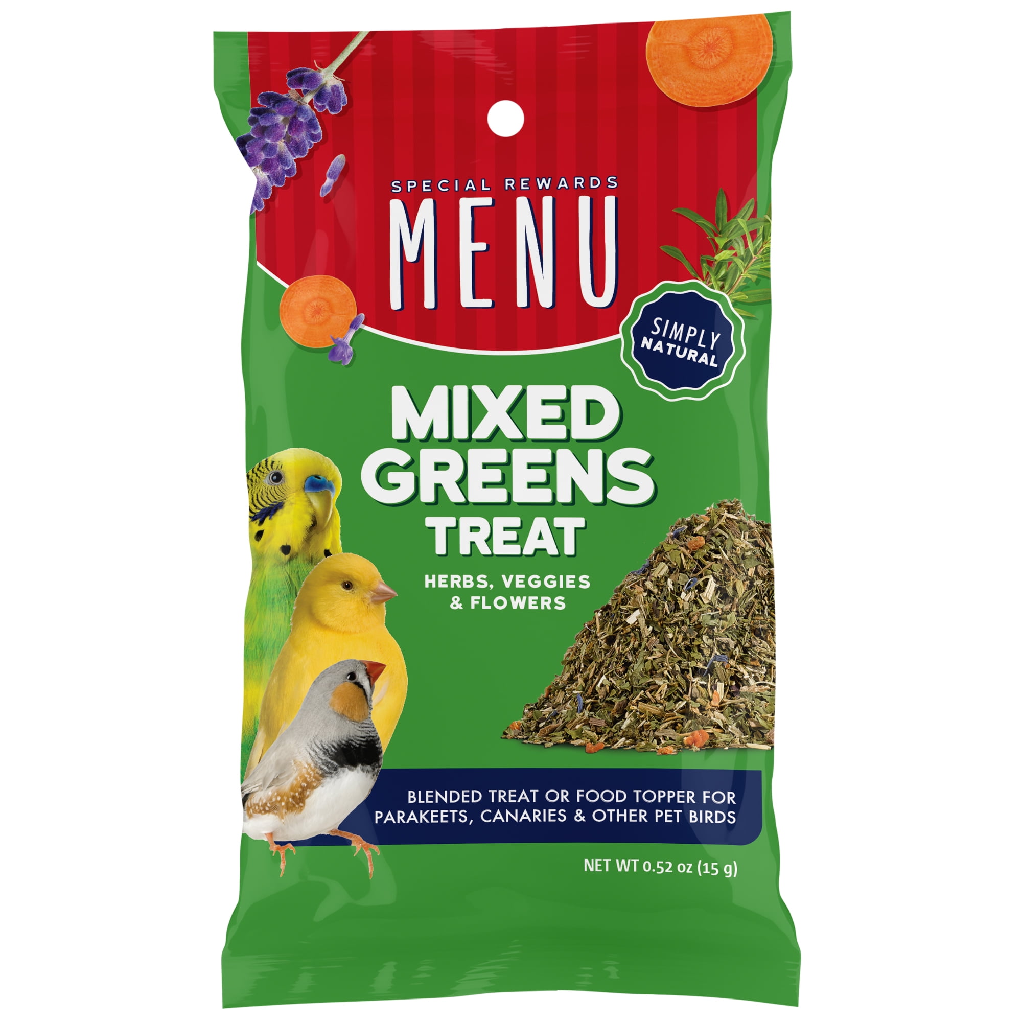 MENU Mixed Greens Bird Treat, Dried Veggies and Herbs, All Bird