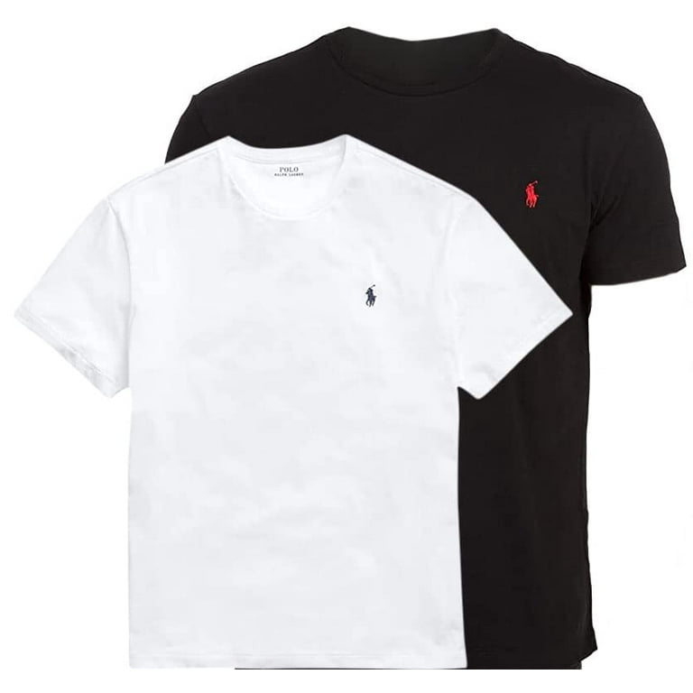 Polo Ralph Lauren Men's Crew-Neck T-Shirt Bundle(Medium, White