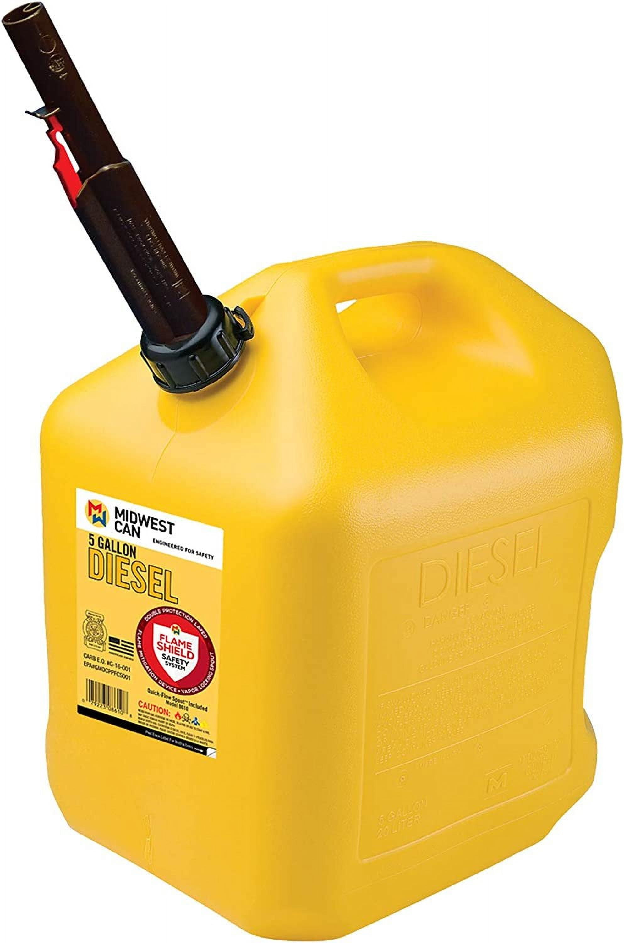 Midwest 5 Gallon Diesel Can with Quick-Flow Spout, Auto Shut Off