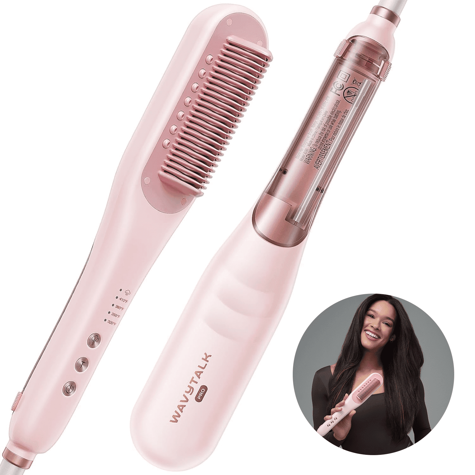Wavytalk Pro Steam Hair Straightener Brush, Steam Reduces Damage
