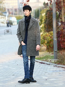 LANVIN en Bleuのチェスターコートを使ったメンズ人気ファッション