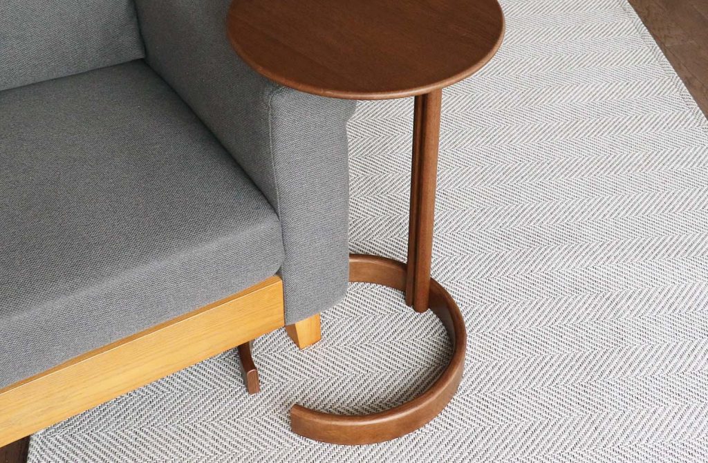 欅サイドテーブル 高さ調整可能 インダストリアル家具 コーヒー