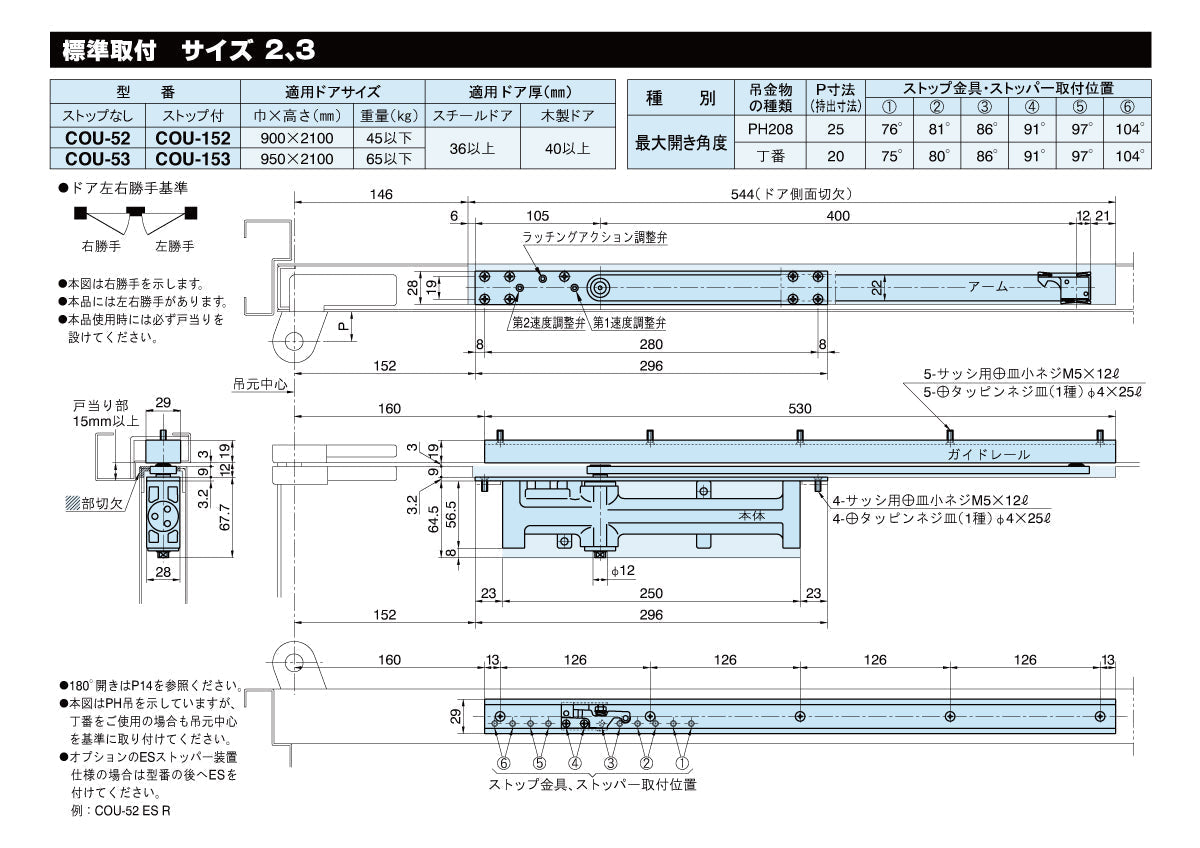 COU-153 / COU-153 ES ❘ コンシールドドアクローザー ❘ リョービ
