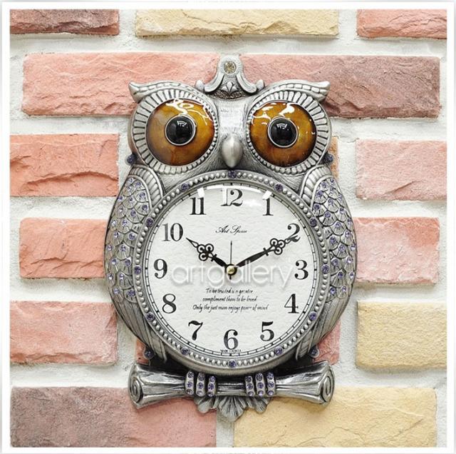 純銅製掛け時計フクロウ 購入 ブロンズ HBC-311電波時計 両面電波