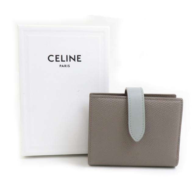 CELINE セリーヌ 二つ折り財布 グレージュ×ブルーグレー 14055