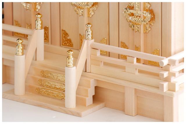 総ケヤキ材 最高級 入母屋屋根三社 神棚 三社 単品 通し屋根 小型