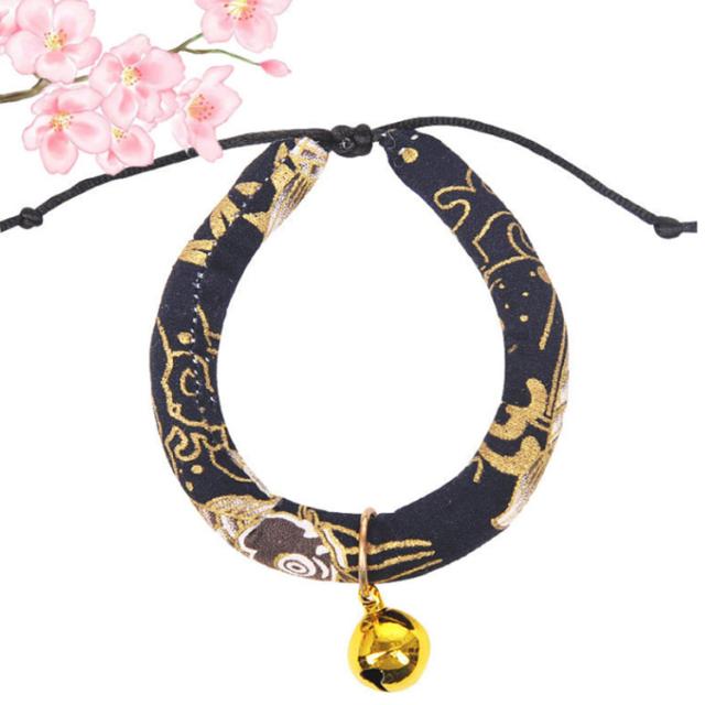 メルモママ、和風つまみ細工付き(④)わんちゃん猫ちゃん用襟つき首輪