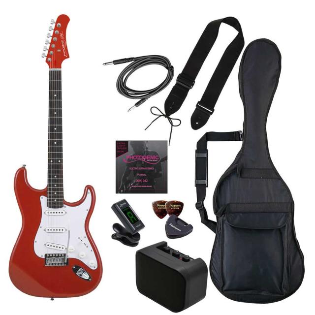 フォトジェニック エレキギター（メタリックレッド）ライトセット