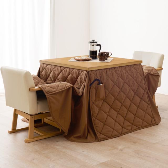 ダイニングこたつセット 4点セット マロン 幅80cm 継脚こたつテーブル