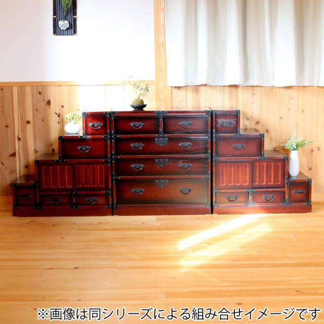 民芸家具和箪笥2点セット（三段四つ引き＋引き戸チェスト）木製桐材