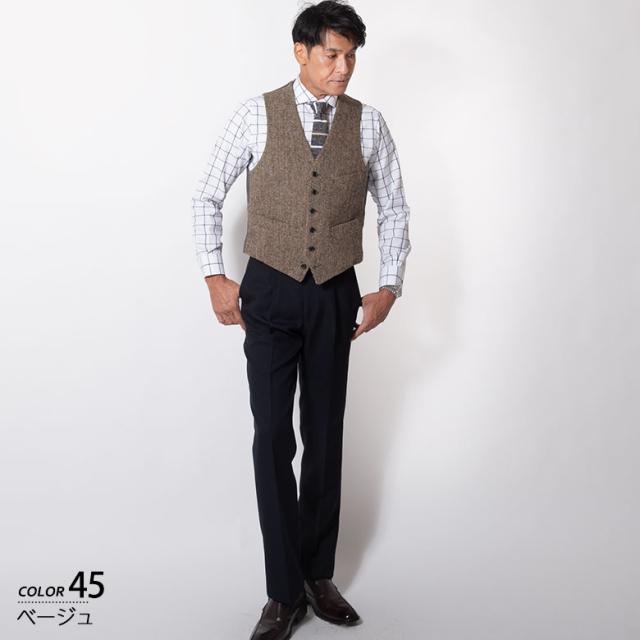 希少 英国調 スーツセレクト ハリスツイード ベスト ジレ - スーツ