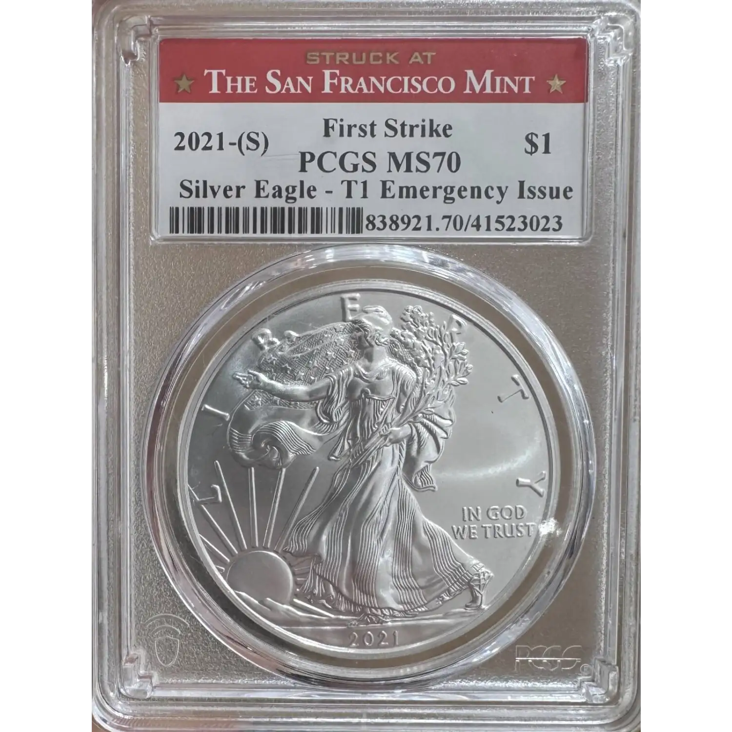 2021-(S) American Silver Eagle PCGS MS-70 Type 1 Emergency Issue
