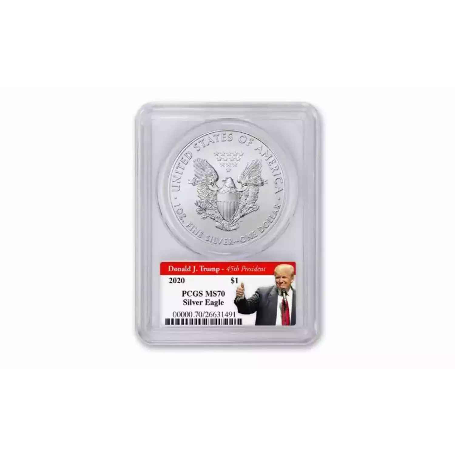 2020 Donald Trump American Silver Eagle PCGS MS70 - IDC COIN & BULLION