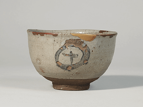 時代 絵唐津 橋文 桃形 茶碗 古唐津 茶道具 向付 時代 絵唐津 橋文 桃