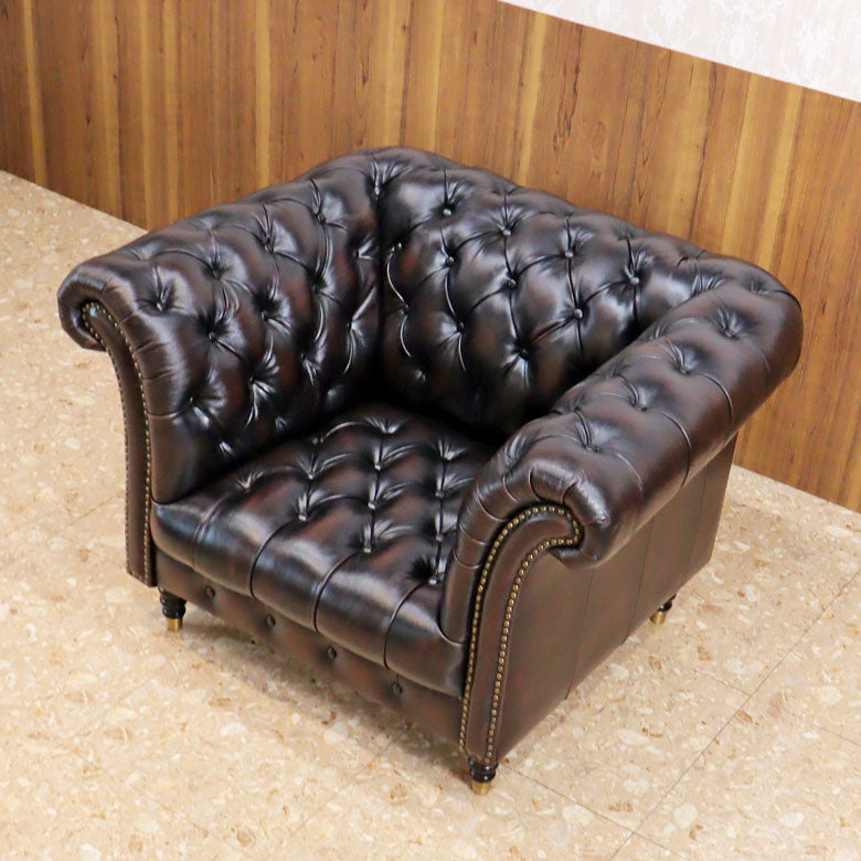 イタリア製革ソファ 1人かけ イタリア製 ロココ様式 最高級本革張り1人