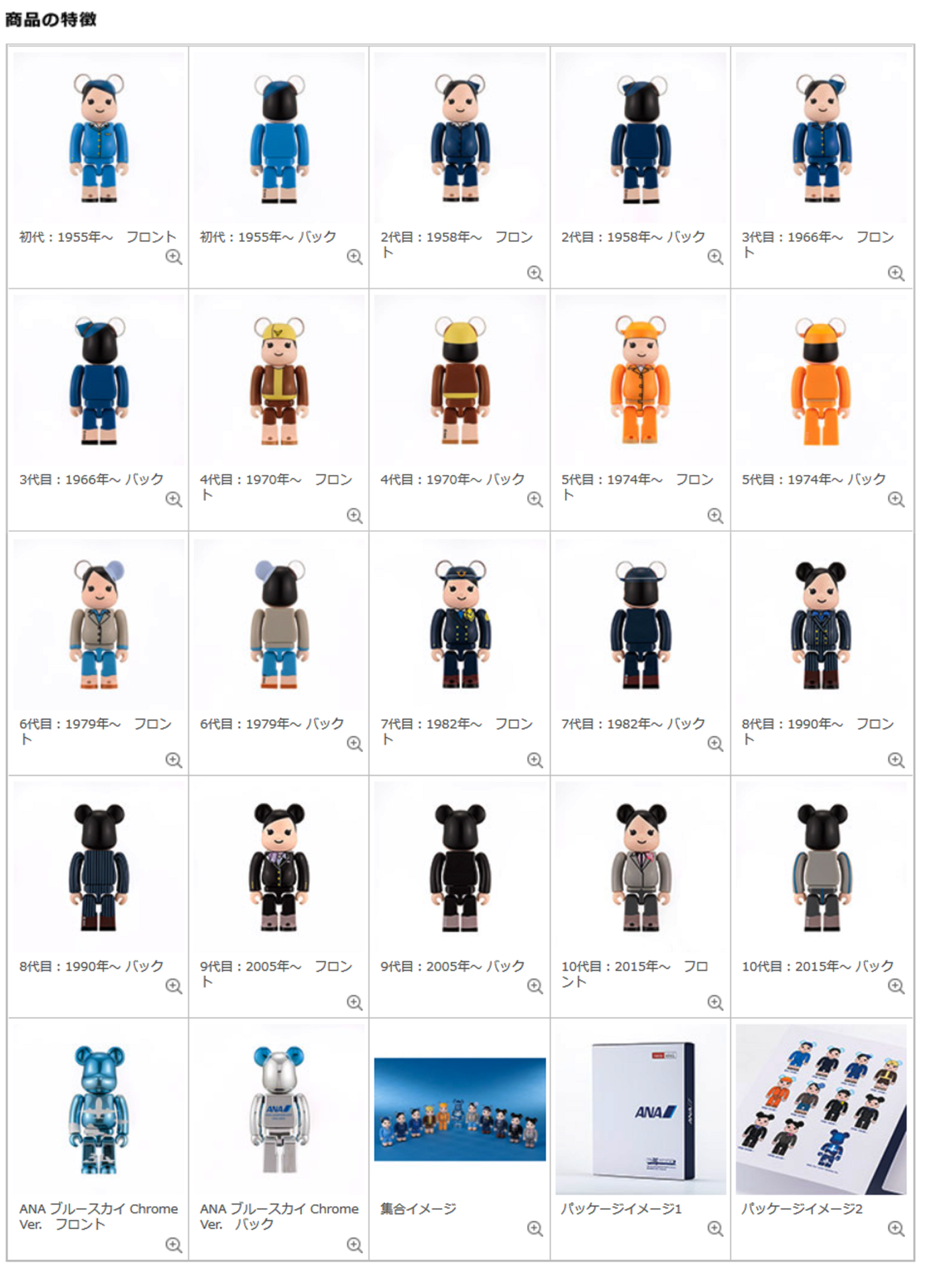 新品 ベアブリック BE@RBRICK for ANA 70周年 制服 BE@RBRICK ANA創立