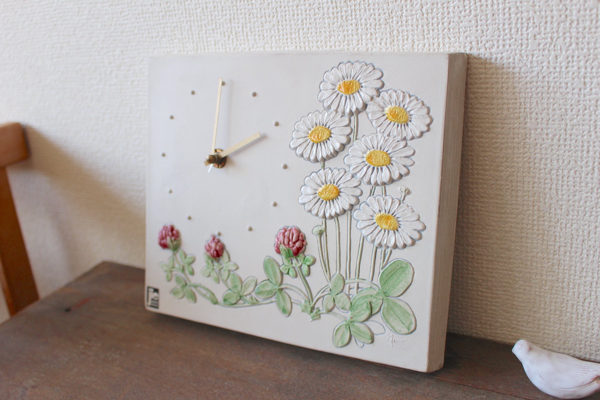 Gabriel Sweden ガブリエル スウェーデン 壁かけ 陶板 赤と白の花