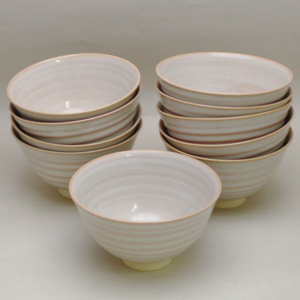 茶器/茶道具 抹茶茶碗】 数茶碗 赤膚焼 赤膚釉 大塩恵旦作 10個セット