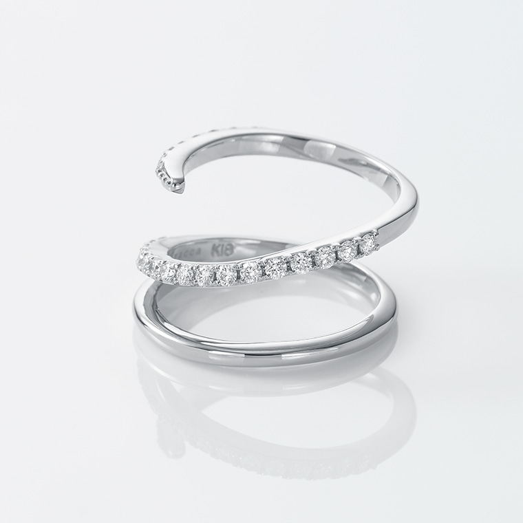 ホワイトゴールドメレ ダイヤモンド K18WG指輪11.7g ホワイトゴールド