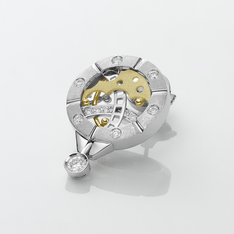 MM001]Pt/K18ダイヤモンド/ピンブローチ(プラチナ/ゴールド): Hyacca