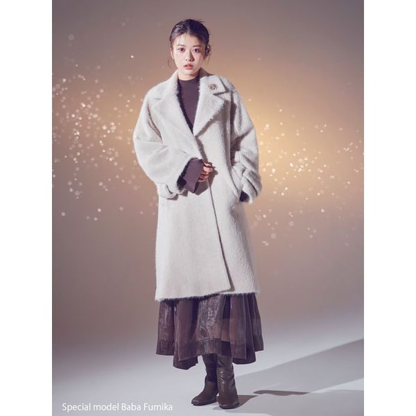 ブローチ付きシャギーロングコート | スナイデル(SNIDEL) | マルイ