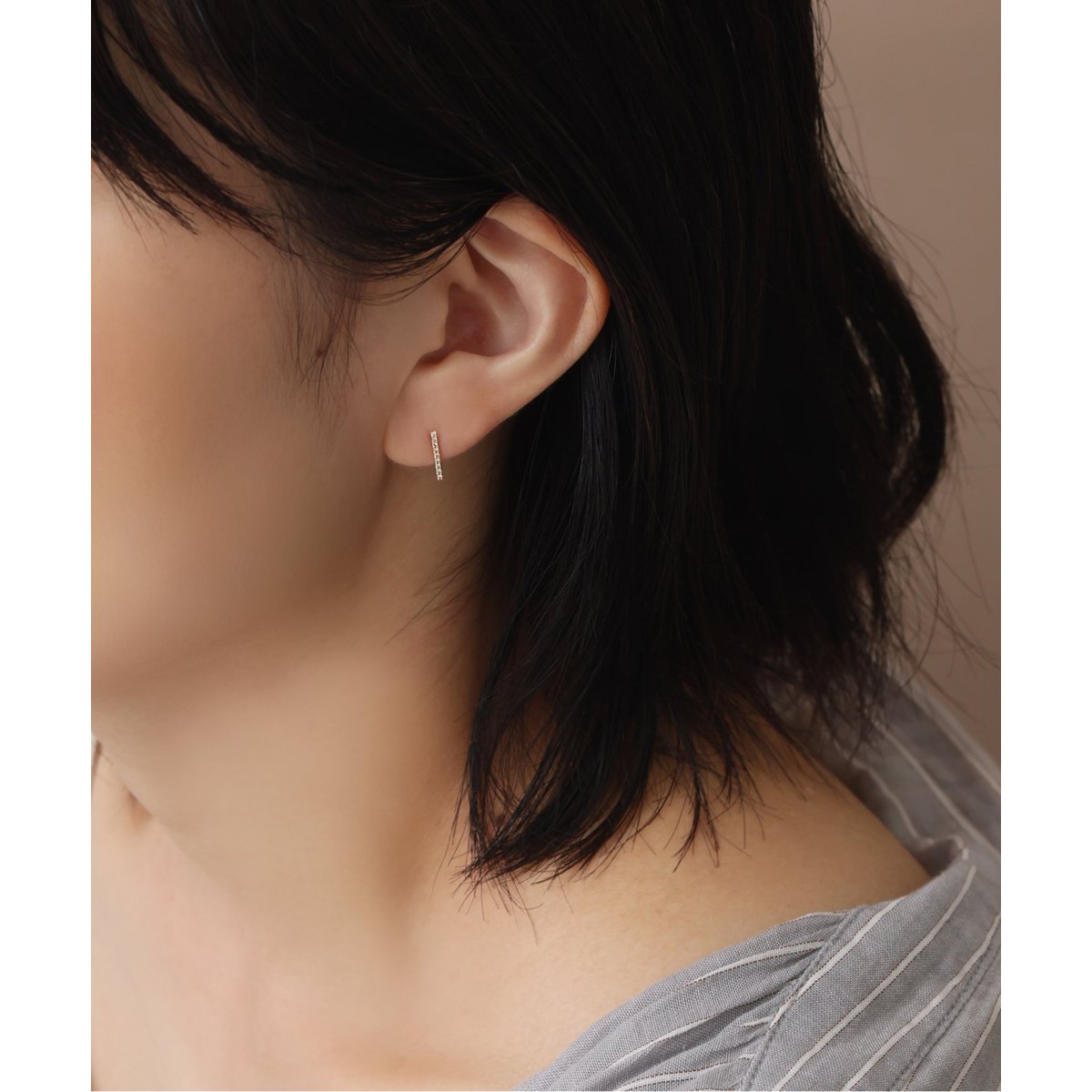 ダイヤ10mmバーピアス K10（両耳） | リラバイスピック＆スパン(Lilas