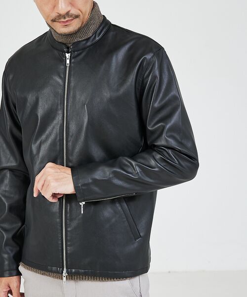 定番】ネオレザー シングル ライダース （ブルゾン）｜ABAHOUSE