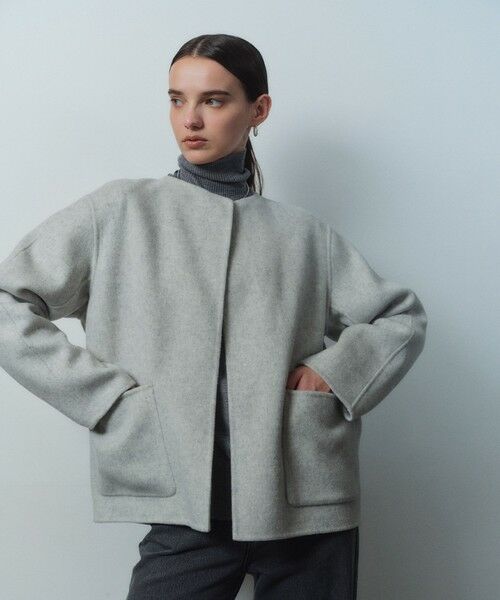 WEB限定】PAYSON / ウールリバーノーカラーショートコート （ノー