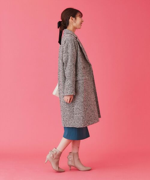 Max Mara ダブルフェイス 千鳥柄×ピンク チェスターコート Aライン S