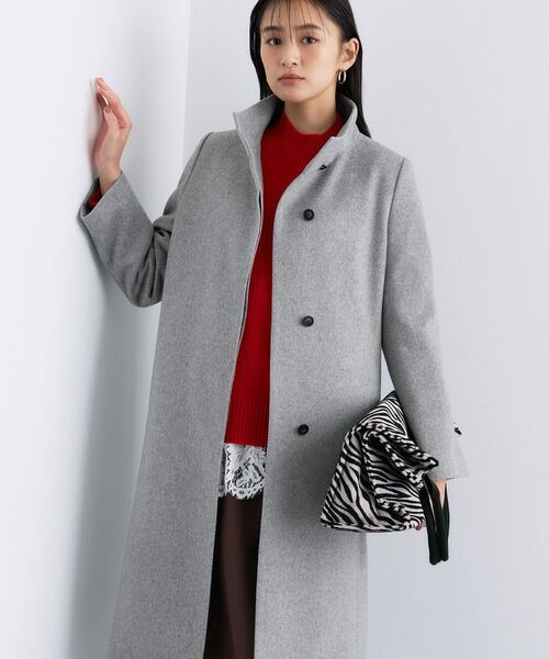 セール】 【名品コート／日本製】ウール100％スタンドカラーロング