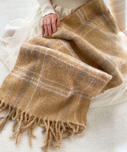 ブークレチェックストール （マフラー・ショール・スヌード・ストール