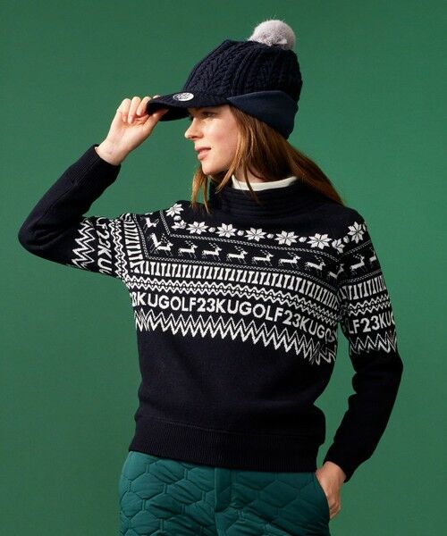 セール】 【WOMEN】【ウォッシャブル】ノルディック柄裏付き ニット