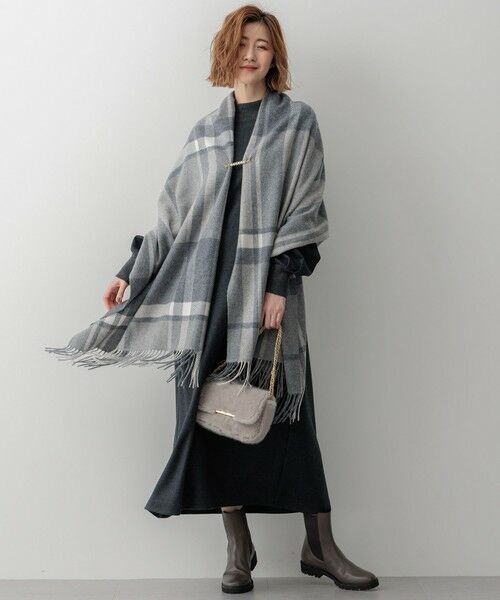 カシミヤ チェック ストール （マフラー・ショール・スヌード