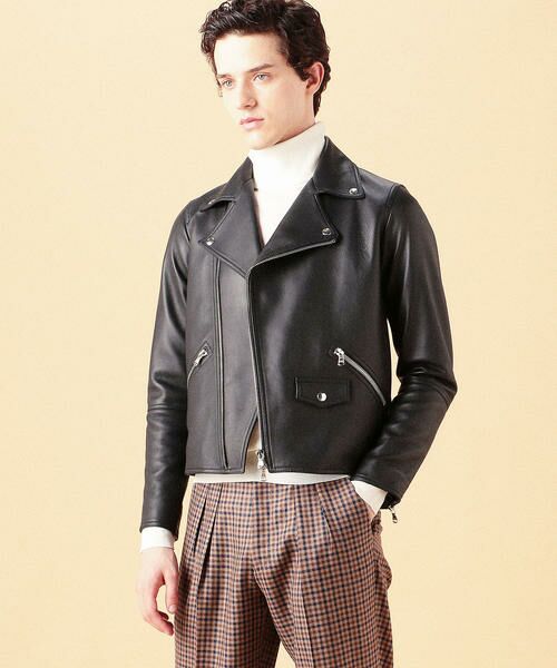 セール】 DENIM×TOMORROWLAND ラムレザー ダブルライダースジャケット