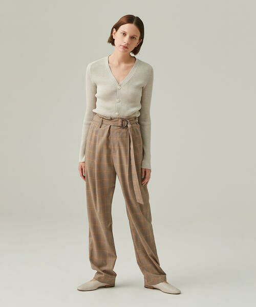 セール】 ウォッシャブルウールチェック フロントタックベルテッド