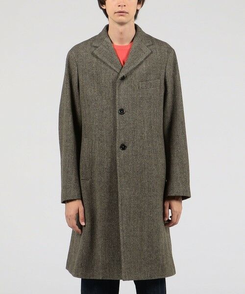 セール】 ウール ヘリンボーン シングルチェスターコート （ステン