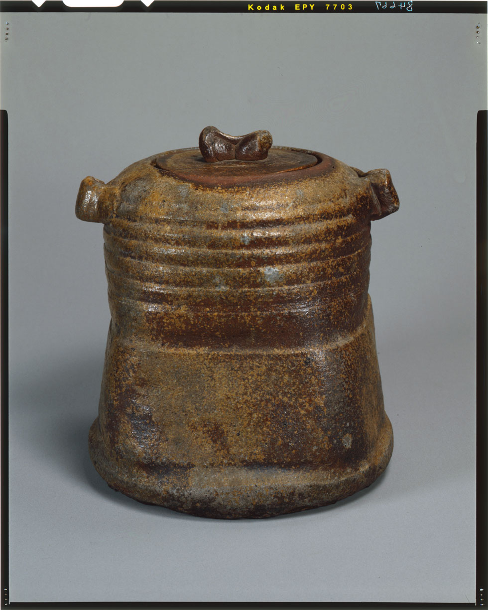 水指□美術館クラス 古備前 時代物 耳付き広口古壷(江戸期) 漆器蓋