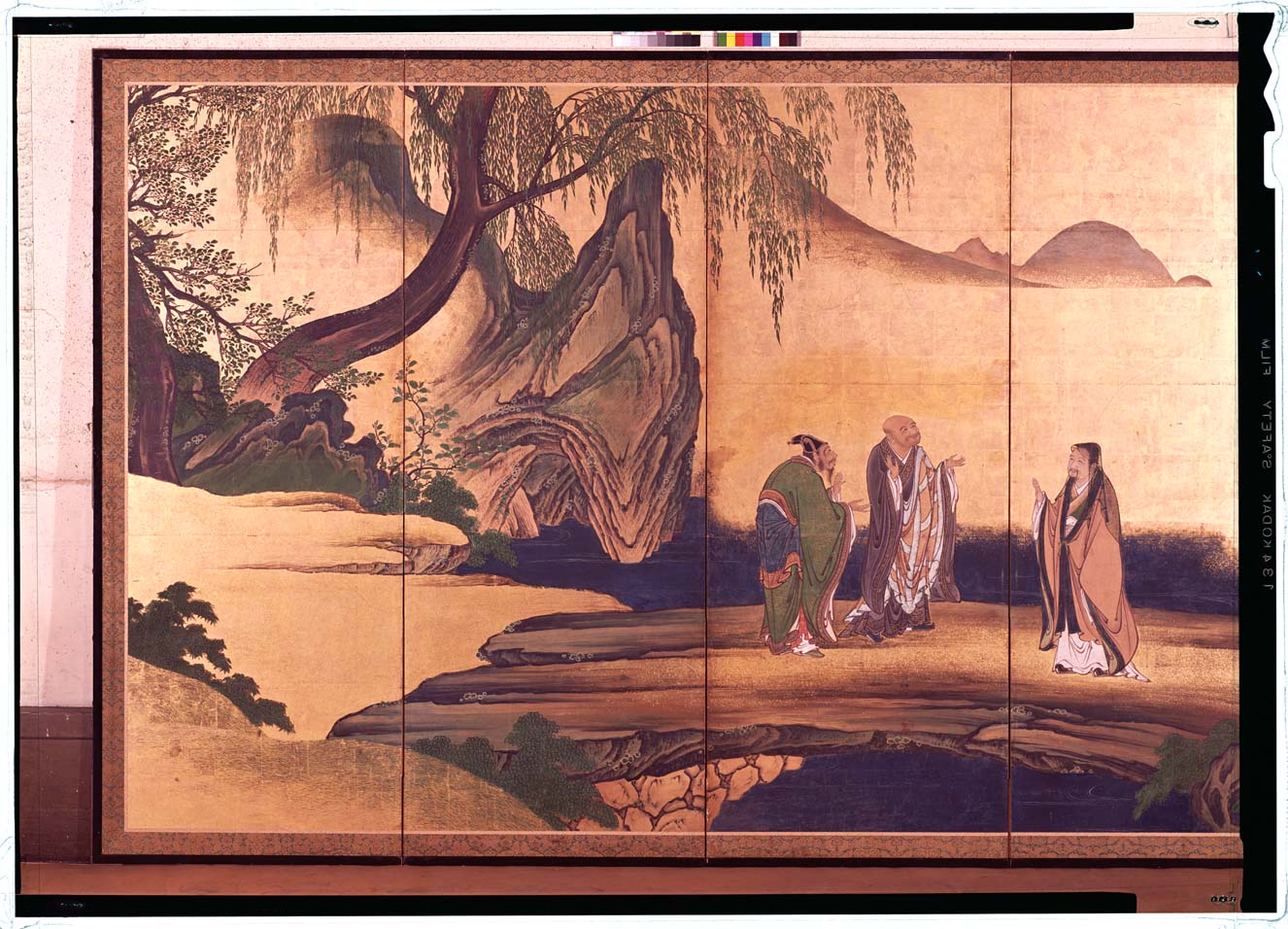 真作/福岡青嵐/田家人物図/山水図/横物/掛軸/名家伝来AE-392 真作/福岡