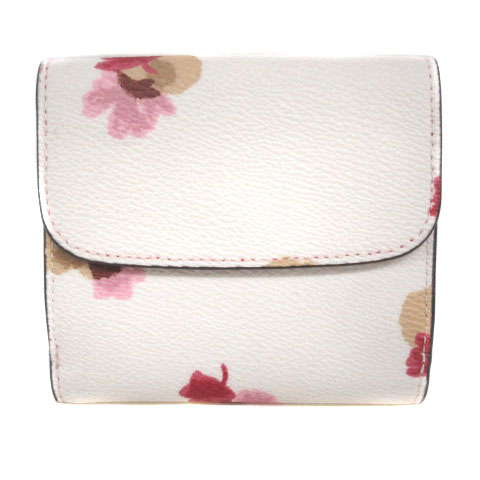COACH 花柄 三つ折り財布 ホワイト COACH コーチ 二つ折り財布 花柄 白