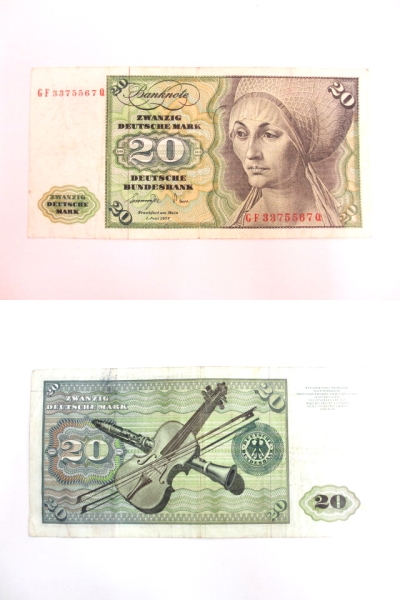 1980年 ドイツ 紙幣20マルク 5枚 1971年10マルク1枚 1980年 ドイツ