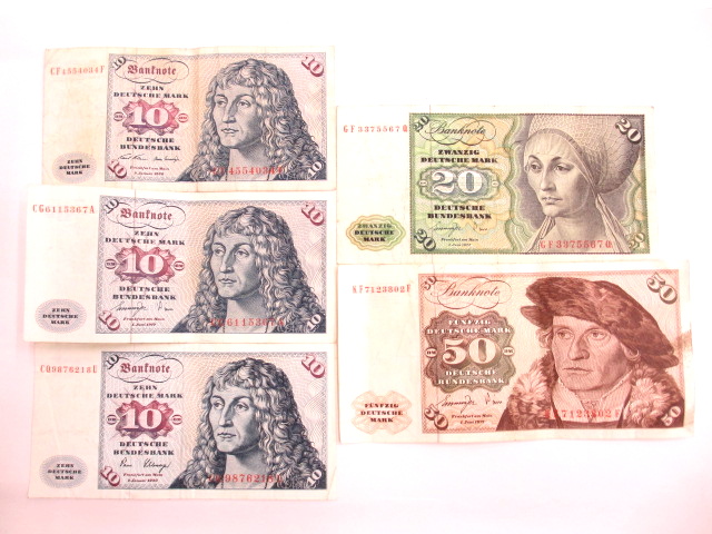 西ドイツ 旧紙幣 Mark マルク 合計100マルク分 10マルク 20マルク 50