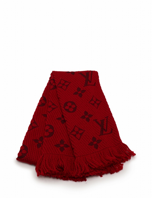 ルイヴィトン LOUIS VUITTON マフラー エシャルプ ロゴマニア ルビー