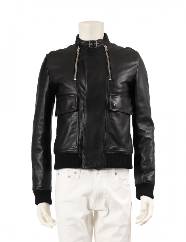 ディオールオム Dior HOMME レザージャケット 黒 44 アウター 無地 XS