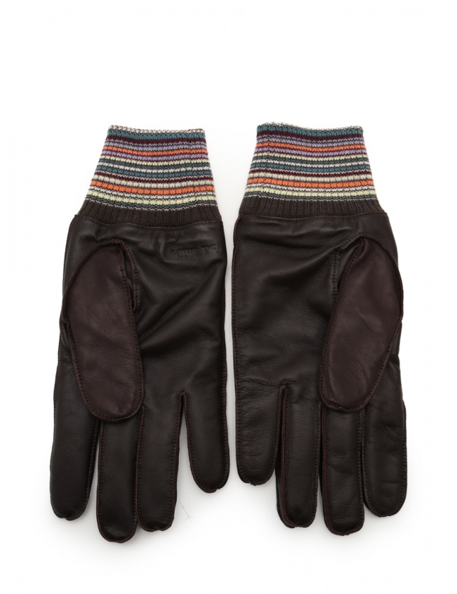 ポールスミス PAUL SMITH グローブ 手袋 ダークブラウン マルチカラー