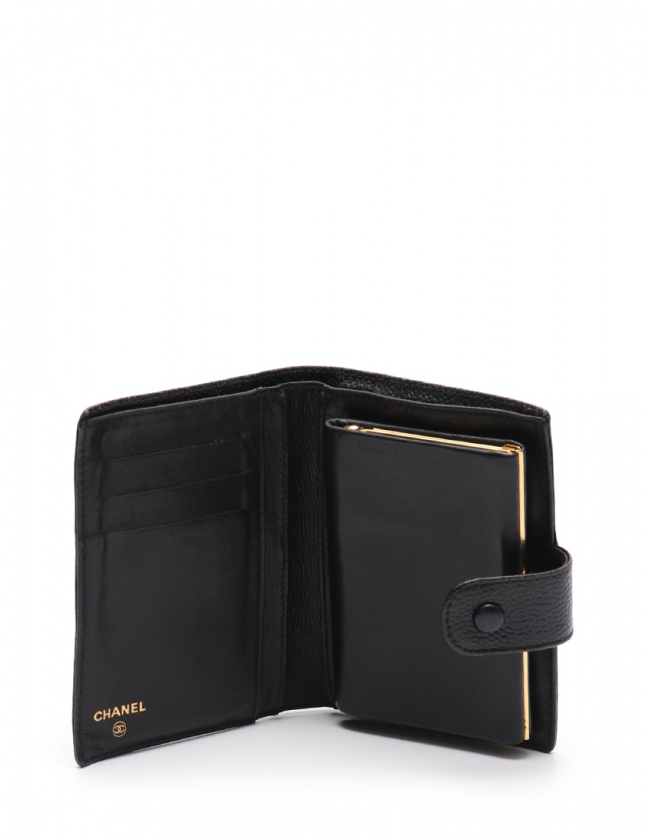 シャネル CHANEL 二つ折り財布 ココマーク 黒 小物 キャビアスキン