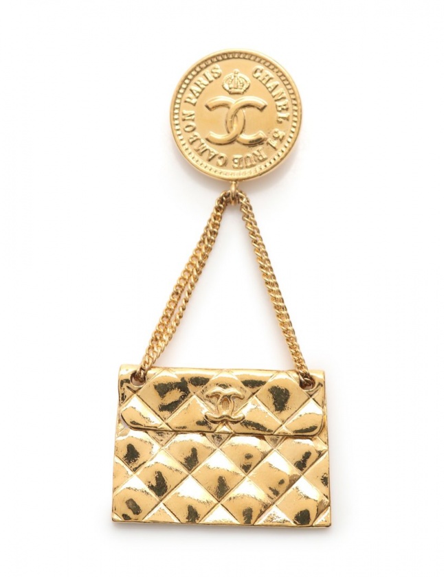 ヴィンテージ CHANEL シャネル マトラッセ バッグ ブローチ ココマーク