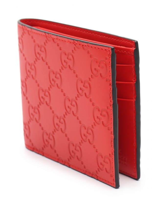 GUCCI 赤 レザー 二つ折り財布